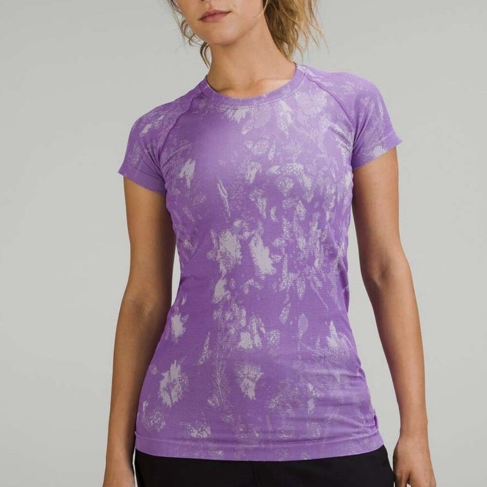Lululemon Swiftly Tech Short Sleeve Shirt Shadow Bloom Moonlit Magenta Sz 10